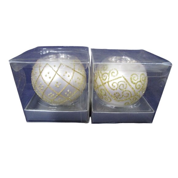 Catherine Lillywhites Gold White  Christmas Ornaments Tea Light Holders EUC - Picture 3 of 16